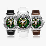 Kirkcaldy Scottish Clan Tartan Crest Badge Silver Automatic Watch Size 46mm