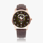 Scottish Cochrane Family Crest Quartz Watch With Leather Strap - Tartan Watch Instafamous Quartz Leather Strap Plaid Watch
