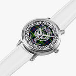 MacFarquhar Scottish Clan Tartan Crest Badge Silver Automatic Watch Size 46mm