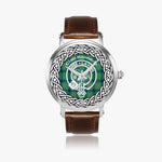 Scottish Kennedy Clan Tartan Crest Badge Old Silver Automatic Watch Size 46mm