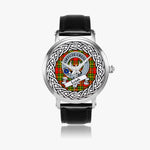 Leask Scottish Clan Tartan Crest Badge Silver Automatic Watch Size 46mm