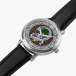 Kinninmont Scottish Clan Tartan Crest Badge Silver Automatic Watch Size 46mm