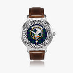 Hutton Scottish Clan Tartan Crest Badge Silver Automatic Watch Size 46mm