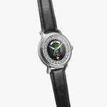 Mowat Scottish Clan Tartan Crest Badge Silver Automatic Watch Size 46mm
