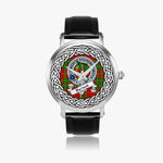 Burnet Scottish Clan Tartan Crest Badge Silver Automatic Watch Size 46mm