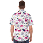 Men Hawaiian Shirt Flamingos and Tropical Flowers Hawaiian Men Short Sleeve Shirt