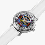 Newton Scottish Clan Tartan Crest Badge Silver Automatic Watch Size 46mm