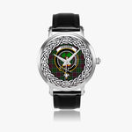 Crosbie Scottish Clan Tartan Crest Badge Silver Automatic Watch Size 46mm