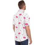 Men Hawaiian Shirt Cute Pink Girly Flamingo Love Heart White Hawaiian Men Short Sleeve Shirt