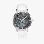 Clan MacDowall Crest & Tartan Knot Sterling Silver Unisex Automatic Watch (Silver) Size 46mm