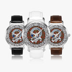 MacIntyre Scottish Clan Tartan Crest Badge Silver Automatic Watch Size 46mm