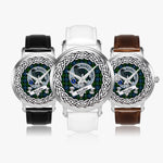 MacKie Scottish Clan Tartan Crest Badge Silver Automatic Watch Size 46mm