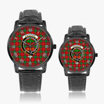 Scottish Fenton Family Crest Quartz Watch With Leather Strap - Tartan Watch Instafamous Quartz Leather Strap Plaid Watch