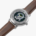 MacEwen Scottish Clan Tartan Crest Badge Silver Automatic Watch Size 46mm