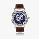 Scottish Fleming Clan Tartan Crest Badge Silver Automatic Watch Size 46mm