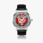 Stewart Scottish Clan Tartan Crest Badge Silver Automatic Watch Size 46mm
