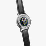 Meldrum Scottish Clan Tartan Crest Badge Silver Automatic Watch Size 46mm