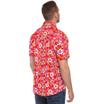 Men Hawaiian Shirt Checkerboard Hibiscus Hawaiian Floral Men Short Sleeve Shirt