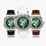 Scottish Kinnear Clan Tartan Crest Badge Silver Automatic Watch Size 46mm