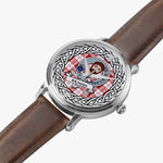 Menzies Scottish Clan Tartan Crest Badge Silver Automatic Watch Size 46mm