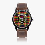 Scottish Buchanan Modern 2 Watch Tartan Crest Leather Strap Classic Plaid Watch