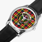 Scottish Buchanan Modern Watch Tartan Crest Leather Strap Classic Plaid Watch