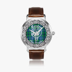 Morton Scottish Clan Tartan Crest Badge Silver Automatic Watch Size 46mm