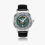 Haliburton Scottish Clan Tartan Crest Badge Silver Automatic Watch Size 46mm