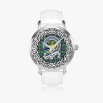 MacThomas Scottish Clan Tartan Crest Badge Silver Automatic Watch Size 46mm