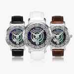 Stevenson Scottish Clan Tartan Crest Badge Silver Automatic Watch Size 46mm