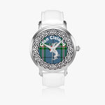 Cleland Scottish Clan Tartan Crest Badge Silver Automatic Watch Size 46mm