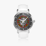 Clan Forrester or Foster Crest & Tartan Knot Sterling Silver Unisex Automatic Watch (Silver) Size 46mm