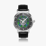 Clan Stirling Crest & Tartan Knot Sterling Silver Unisex Automatic Watch (Silver) Size 46mm