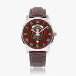 Scottish MacLean Family Crest Quartz Watch With Leather Strap - Tartan Watch Instafamous Quartz Leather Strap Plaid Watch
