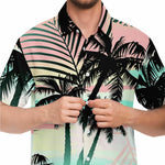 Men Hawaiian Shirt Black palms at sunset Men Short Sleeve Shirt