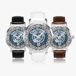 Douglas surname Scottish clan tartan crest badge Circle Silver Automatic Watch Size 46mm