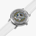 Pollock Scottish Clan Tartan Crest Badge Silver Automatic Watch Size 46mm