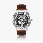 Scottish Moffat Clan Tartan Crest Badge Silver Automatic Watch Size 46mm