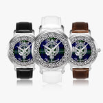 Black Scottish Clan Tartan Crest Badge Silver Automatic Watch Size 46mm