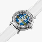 Scottish Laing Clan Tartan Crest Badge Silver Automatic Watch Size 46mm