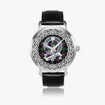 MacLennan Scottish Clan Tartan Crest Badge Silver Automatic Watch Size 46mm