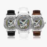 Pollock Scottish Clan Tartan Crest Badge Silver Automatic Watch Size 46mm