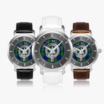 Clan MacKay Crest & Tartan Knot Sterling Silver Unisex Automatic Watch (Silver) Size 46mm