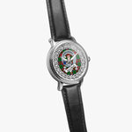 McCulloch Scottish Clan Tartan Crest Badge Silver Automatic Watch Size 46mm