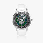Clan Johnstone Crest & Tartan Knot Sterling Silver Unisex Automatic Watch (Silver) Size 46mm