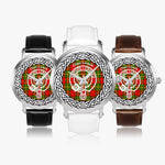 Scottish Leask Clan Tartan Crest Badge Silver Automatic Watch Size 46mm