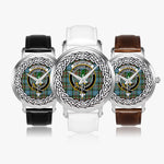 Porterfield Scottish Clan Tartan Crest Badge Silver Automatic Watch Size 46mm