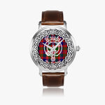 Wright Scottish Clan Tartan Crest Badge Silver Automatic Watch Size 46mm