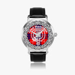 Scottish Hamilton Clan Tartan Crest Badge Old Silver Automatic Watch Size 46mm