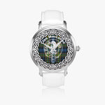 Scottish Maclellan Clan Tartan Crest Badge Silver Automatic Watch Size 46mm